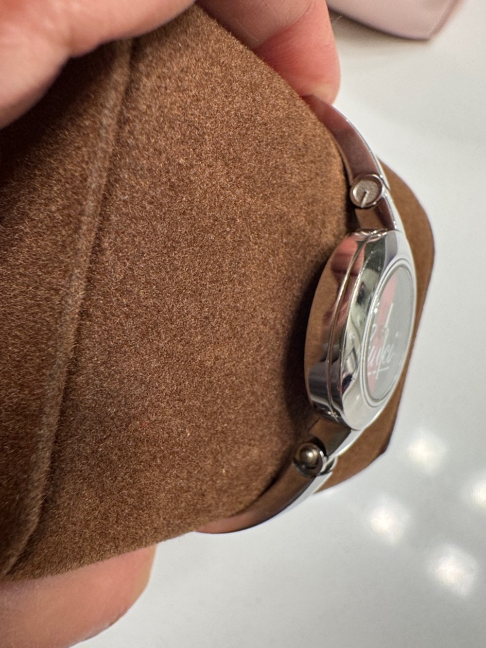 Authentic Gucci Silver Bangle Watch with Green and Red Stripe Dial - Picture 10 of 14